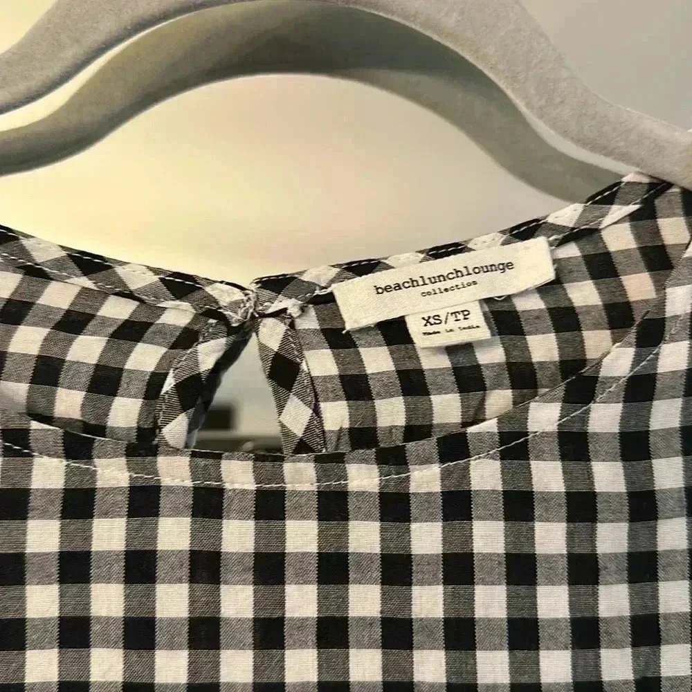 BEACH LUNCH‎ LOUNGE CHECKERED PEPLUM TOP - Picture 3 of 5